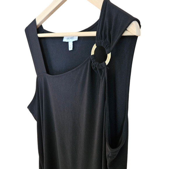 Nine West Asymmetrical Tank Top Black Gold Detail Women's XLarge - Picture 2 of 6